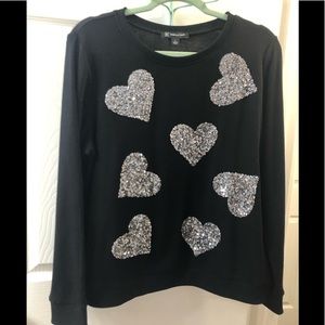 INC sequin heart sweatshirt